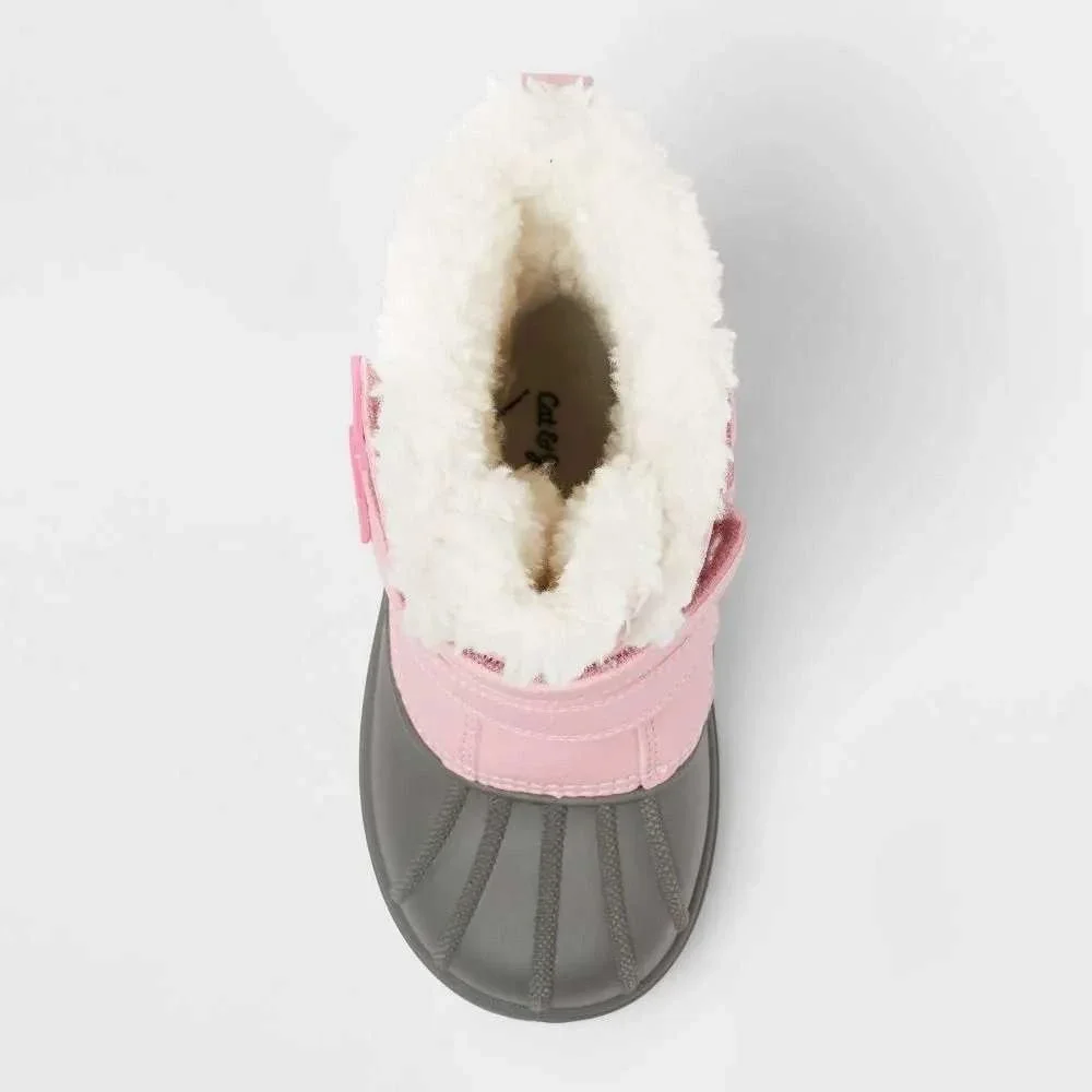 Cat & Jack Denver Baby Girl Pink Waterproof Snow Boots | Fur Lined Size 5 New